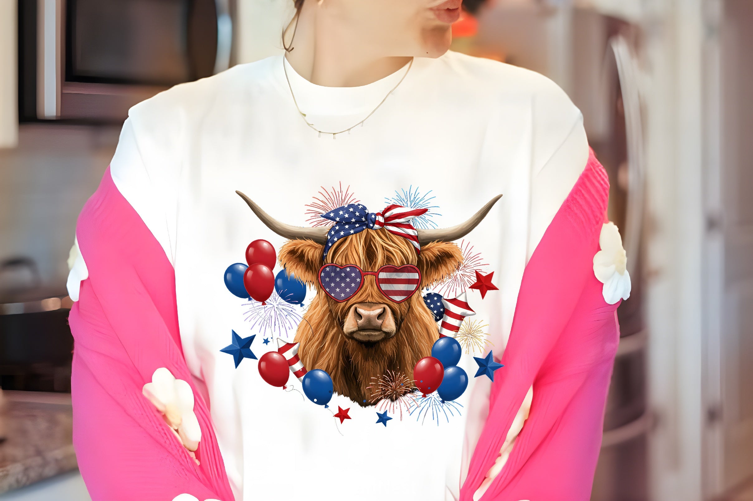 Patriotic Highland Cow Clipart Bundle 4 - CraftNest - Digital Crafting and Art