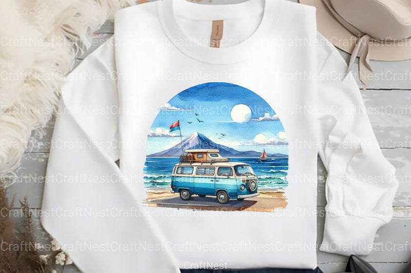 Retro Summer Beach Clipart Bundle 2 - CraftNest - Digital Crafting and Art