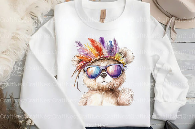 Fanny Teddy Bear Boho Clipart Bundle - CraftNest - Digital Crafting and Art