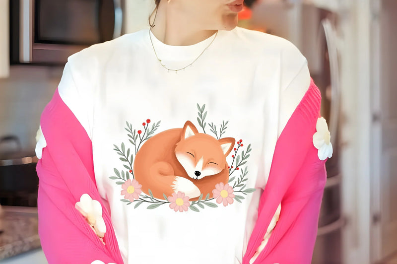 Sleeping Fox with Flowers Clipart Bundle - CraftNest - Digital Crafting and Art