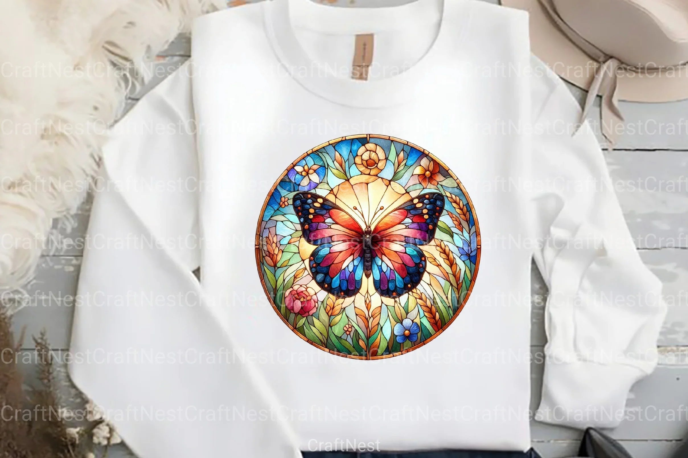 Stained Glass Butterfly Summer Clipart Bundle - CraftNest - Digital Crafting and Art