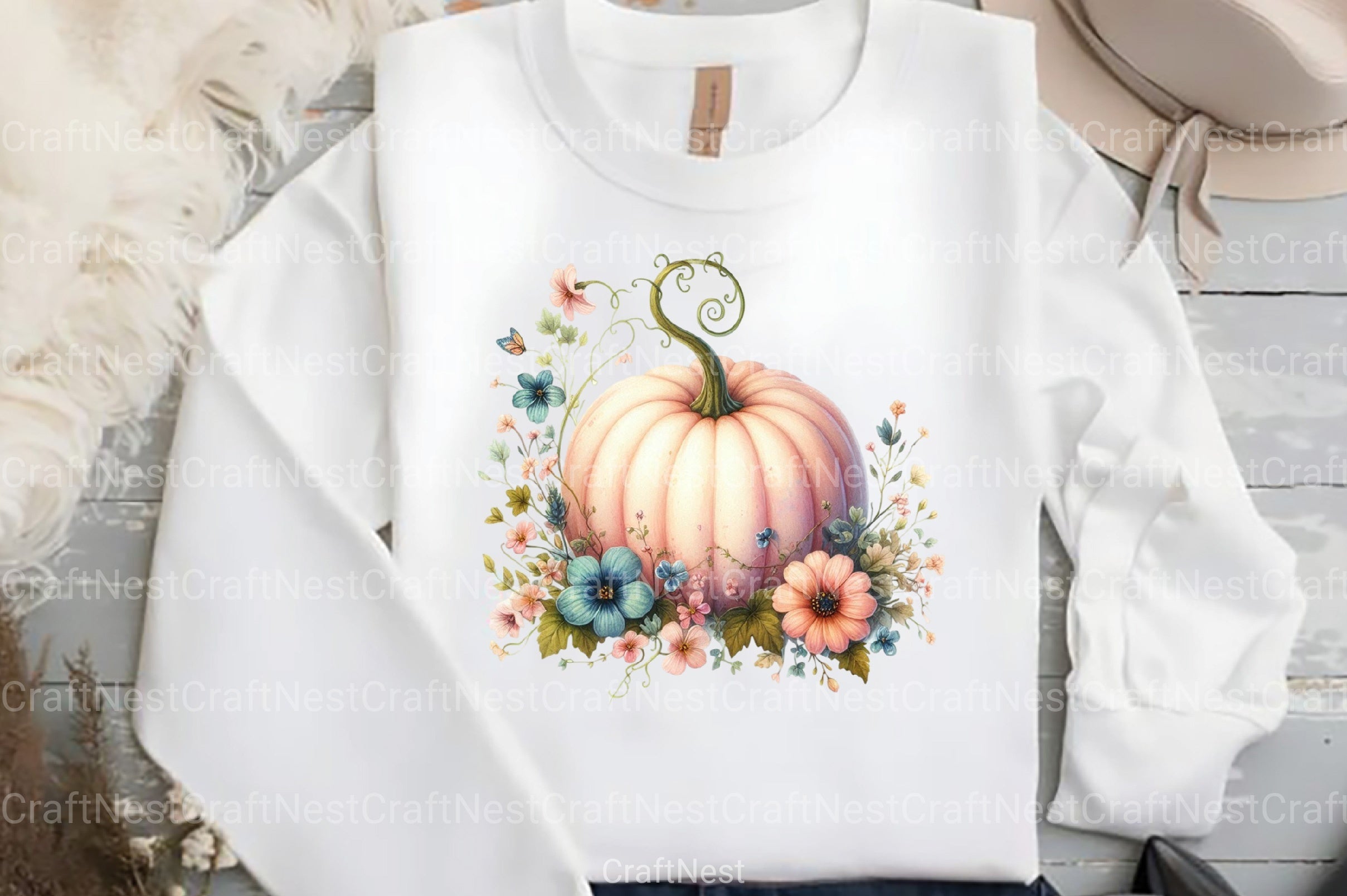 Fall Pumpkin Floral Clipart Bundle - CraftNest - Digital Crafting and Art
