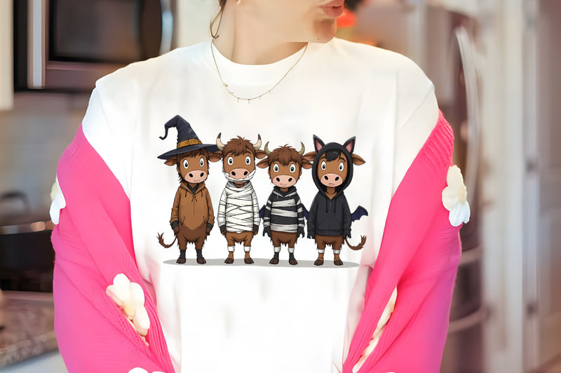 Cartoon Highland Cows Halloween Clipart Bundle - CraftNest - Digital Crafting and Art
