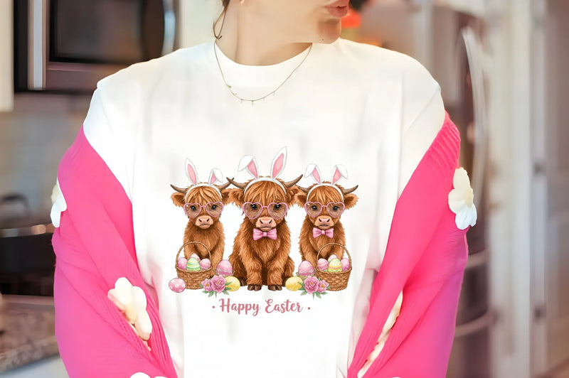 Easter Highland Cow Clipart Bundle 6 - CraftNest - Digital Crafting and Art