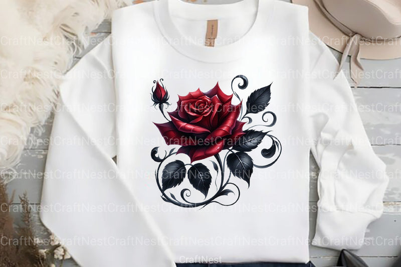 Dark Moody Gothic Flower Clipart Bundle 12 - CraftNest - Digital Crafting and Art