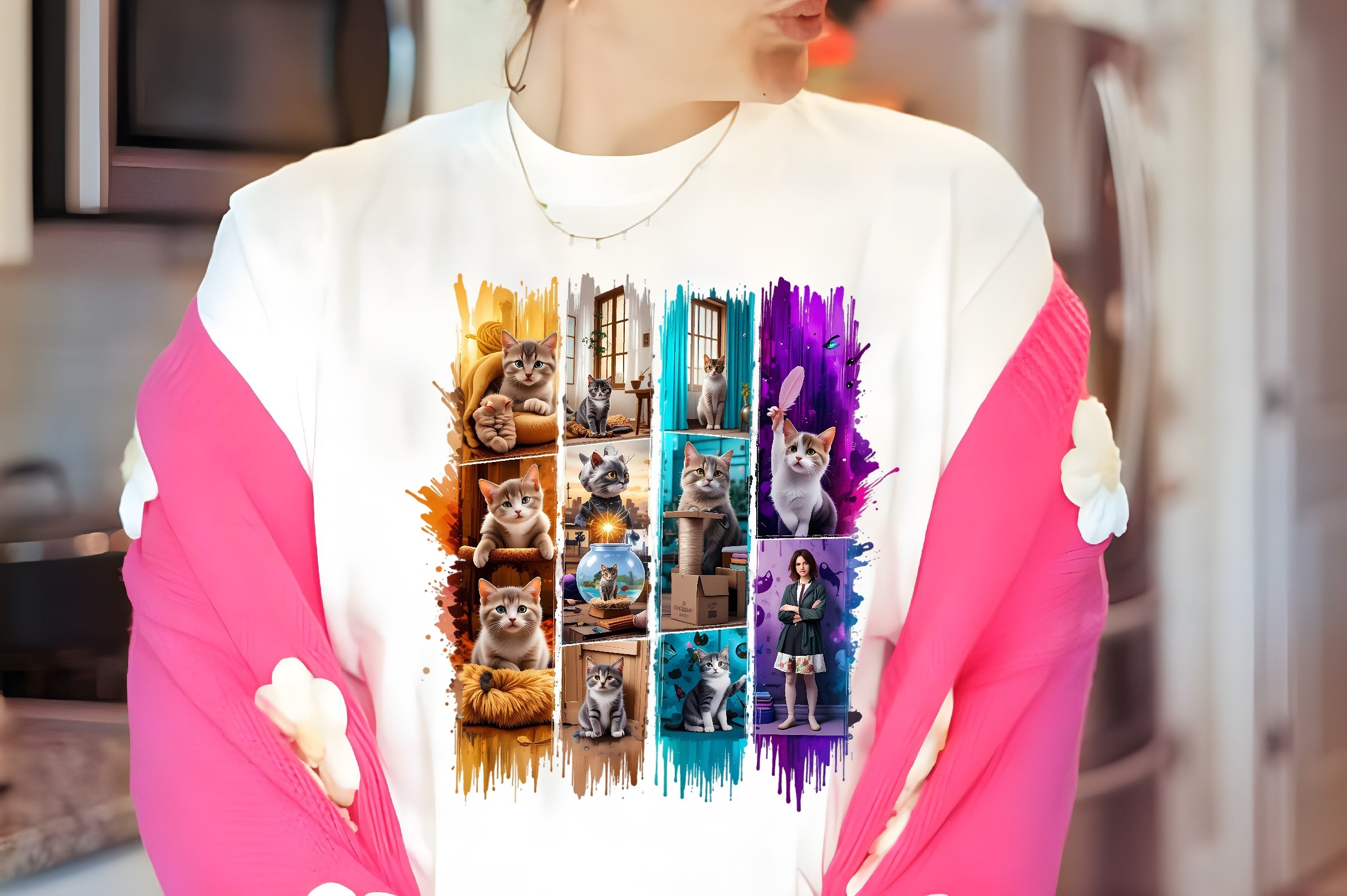 Vibrant Cat Metallic T Shirt Design Bundle - CraftNest - Digital Crafting and Art