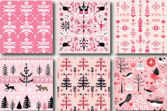 Pink Scandinavian Christmas Patterns Clipart Bundle - CraftNest - Digital Crafting and Art