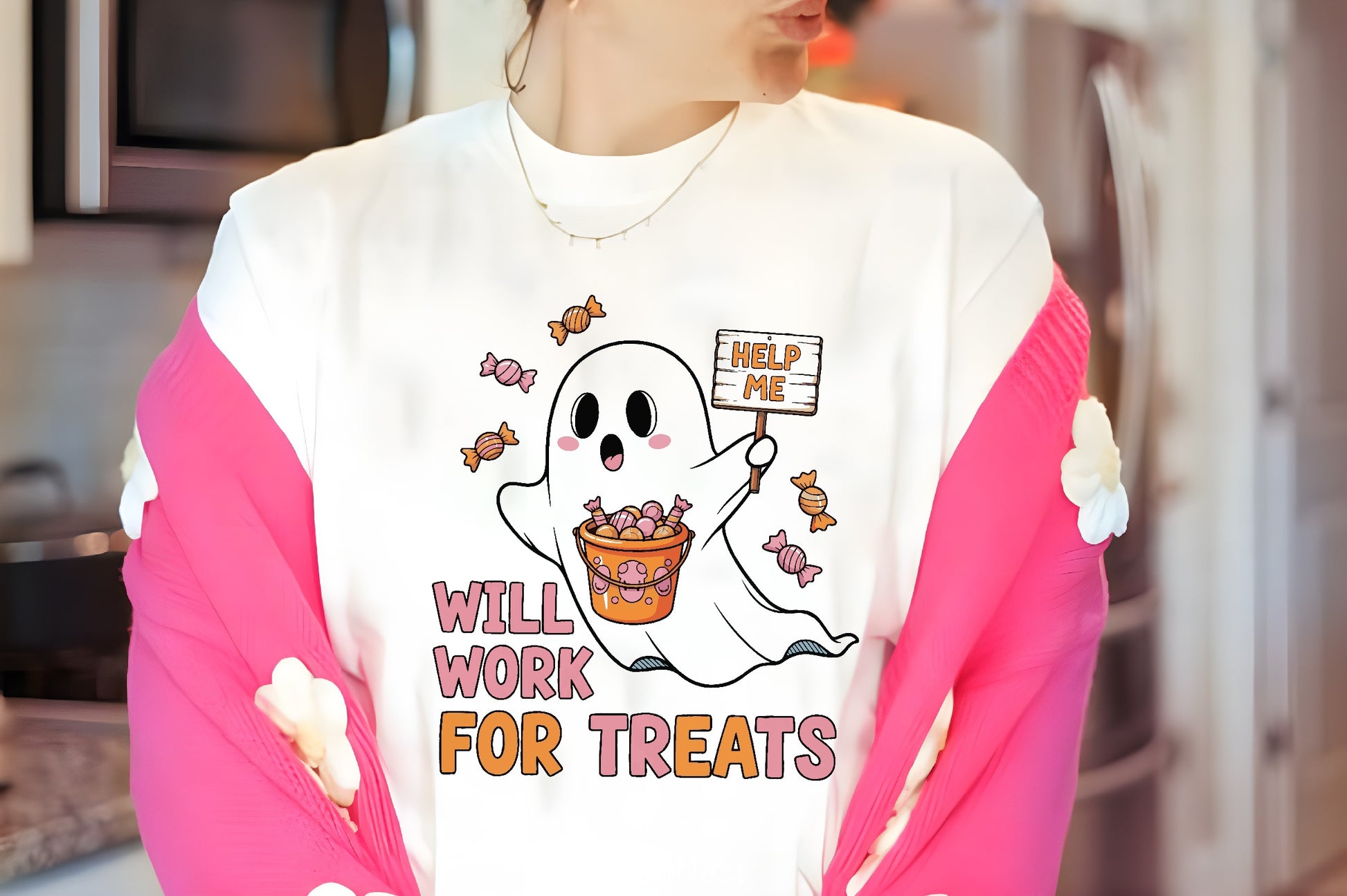 Will Work For Treats Ghost Tee Bundle - CraftNest - Digital Crafting and Art