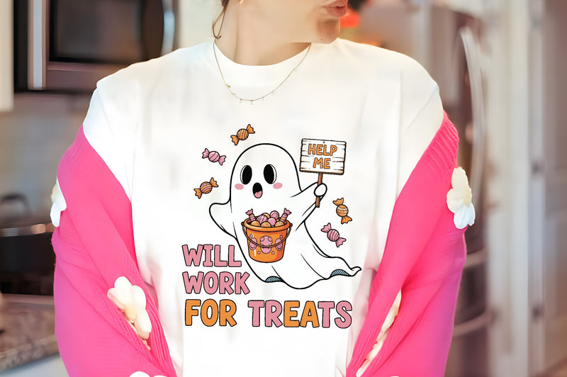 Will Work For Treats Ghost Tee Bundle - CraftNest - Digital Crafting and Art