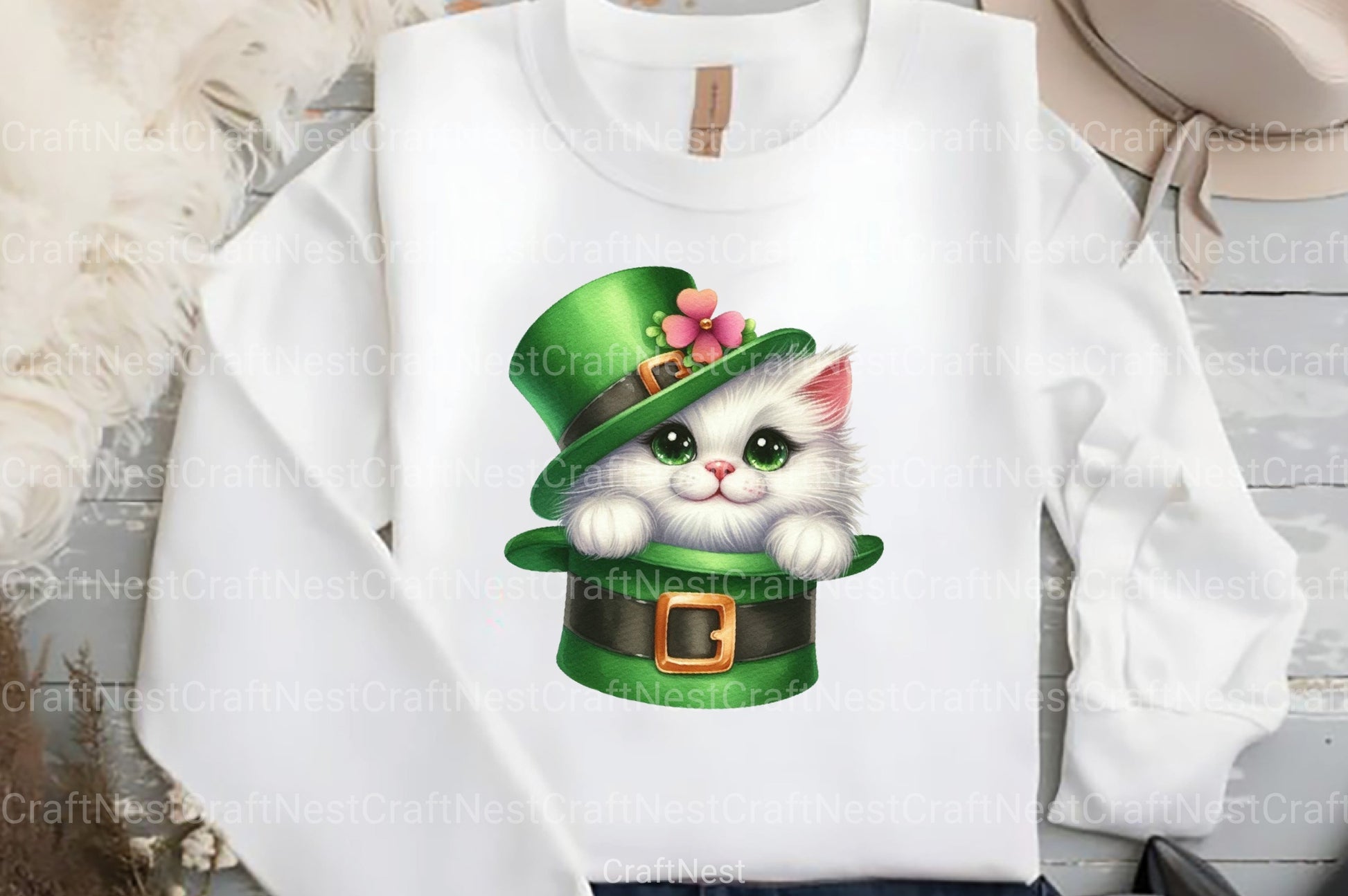 St. Patrick's Day Cat Peeking Hat Clipart Bundle - CraftNest - Digital Crafting and Art