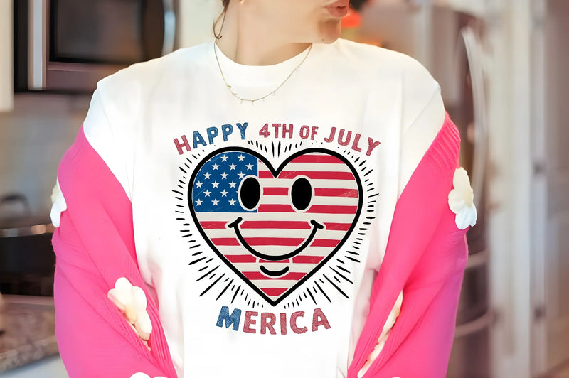 Happy 4th July Heart Smiley Clipart Bundle - CraftNest - Digital Crafting and Art