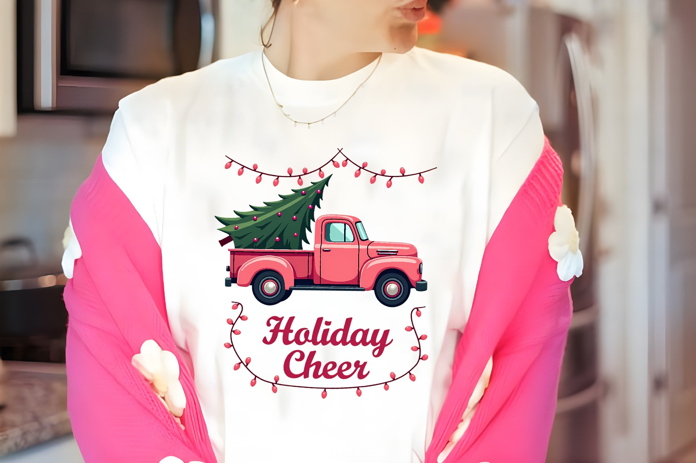 Vintage Pink Pickup Christmas Tree Clipart Bundle - CraftNest - Digital Crafting and Art