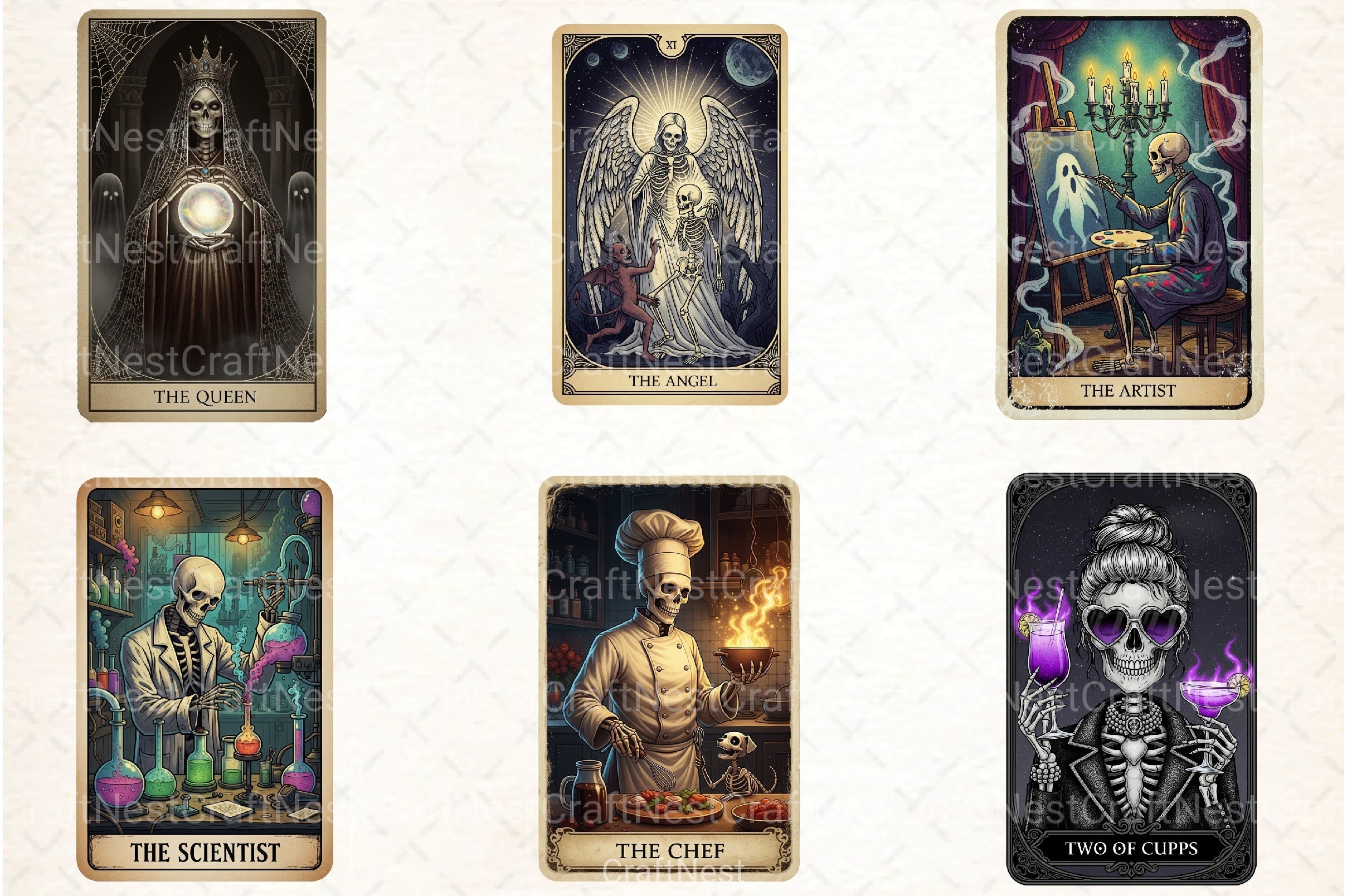 Funny Halloween Tarot Card Clipart Bundle - CraftNest - Digital Crafting and Art