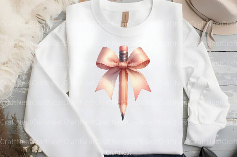 Pencil with Bow Back to School Clipart Bundle - CraftNest - Digital Crafting and Art