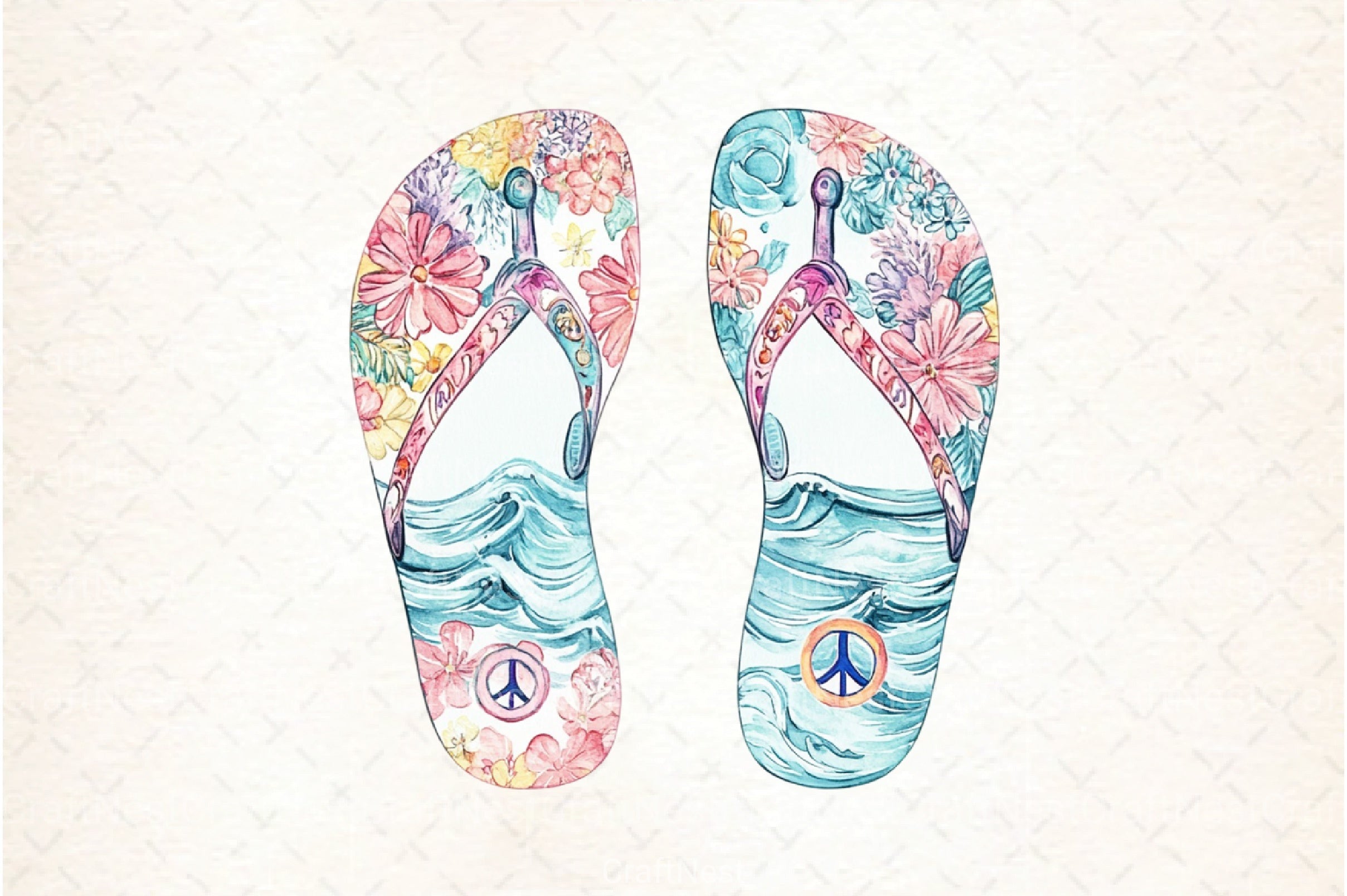 Retro Summer Flip Flops Clipart Bundle 77 - CraftNest - Digital Crafting and Art