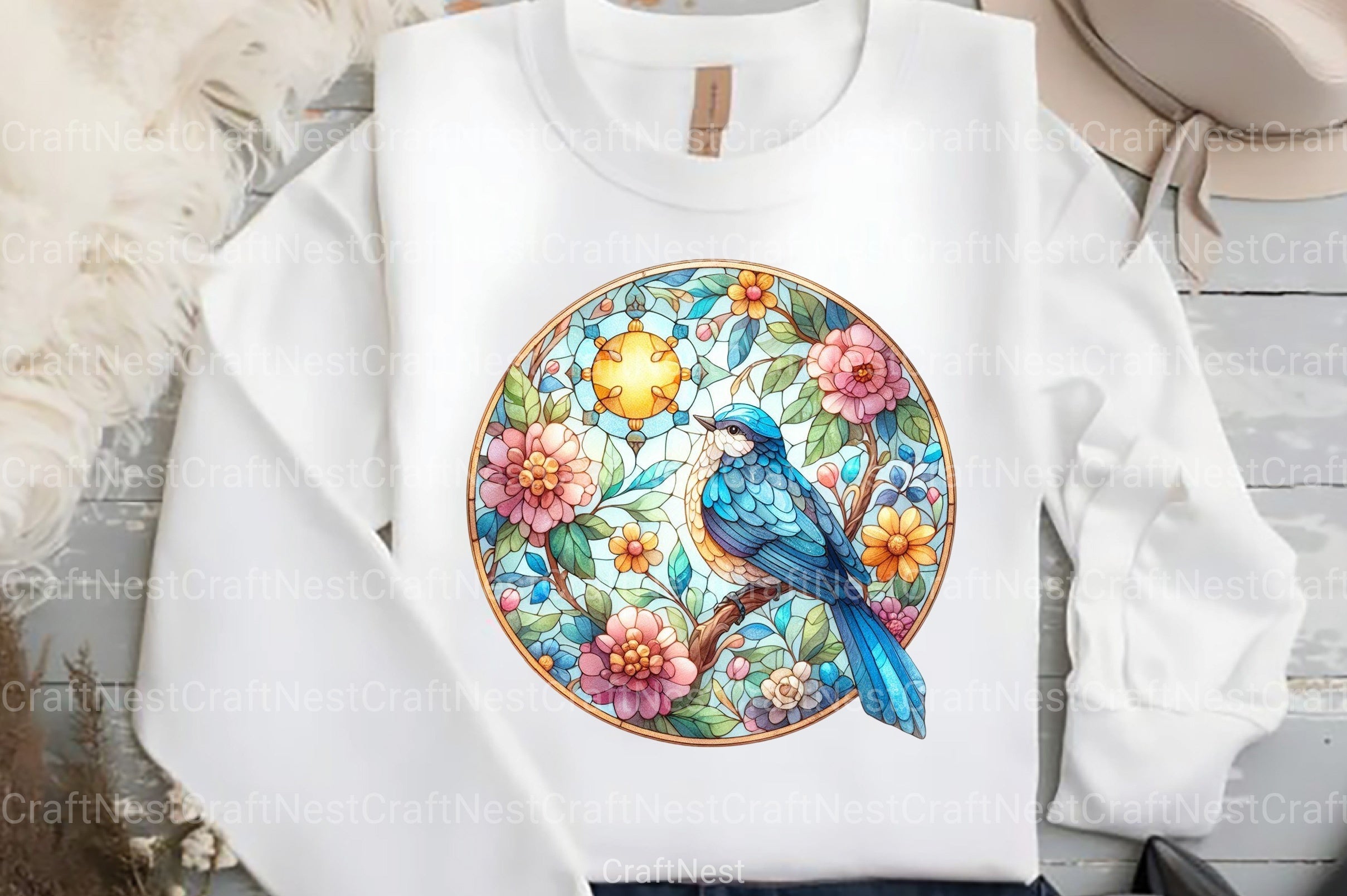 Stained Glass Summer Bird Clipart Bundle - CraftNest - Digital Crafting and Art