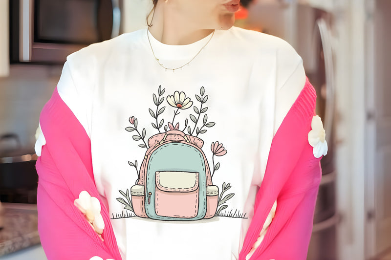 Cute Pink Floral Backpack Clipart Bundle - CraftNest - Digital Crafting and Art