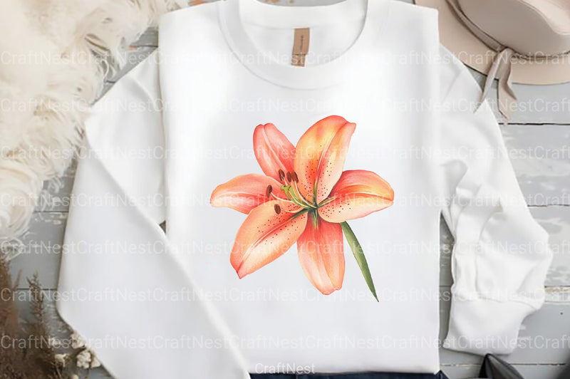 Lily Flower Boho Clipart Bundle - CraftNest - Digital Crafting and Art