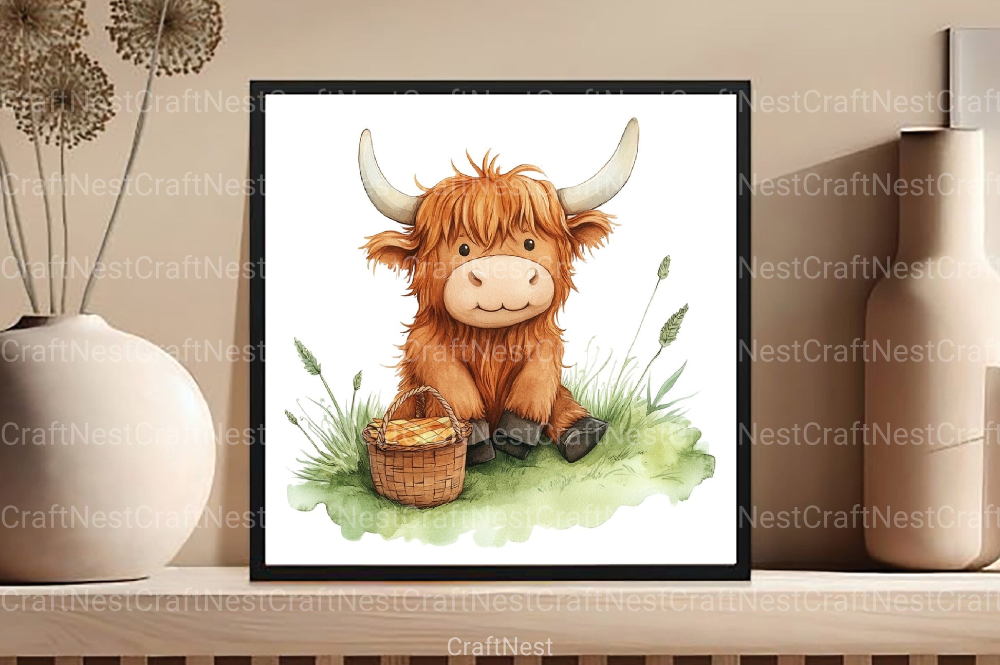 Summer Highland Cow Clipart Bundle 12 - CraftNest - Digital Crafting and Art
