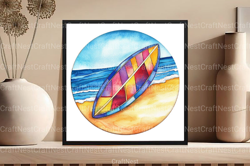 Round Stained Glass Summer Clipart Bundle 5 - CraftNest - Digital Crafting and Art