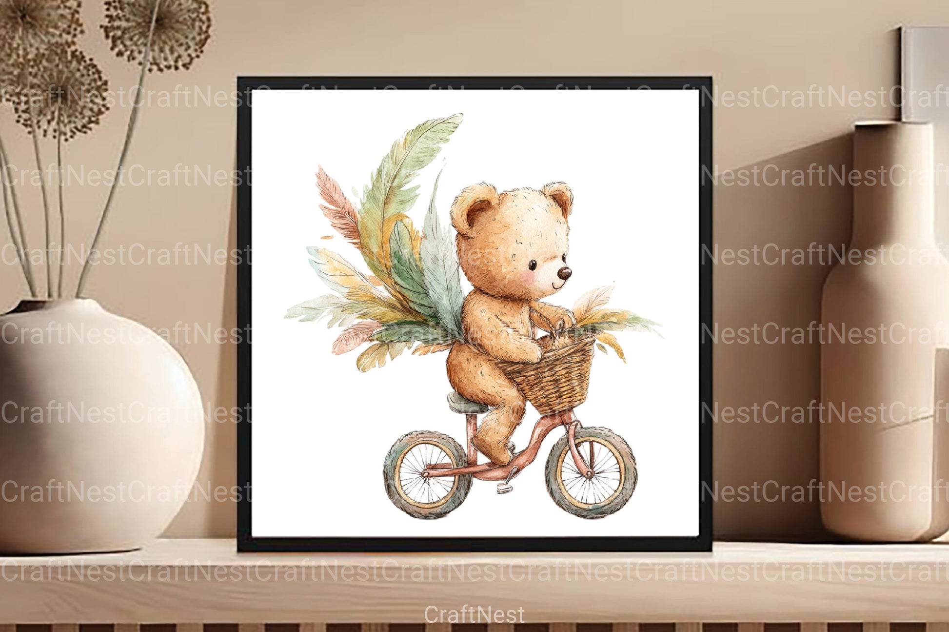 Fanny Teddy Bear Boho Clipart Bundle - CraftNest - Digital Crafting and Art