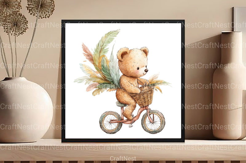 Fanny Teddy Bear Boho Clipart Bundle - CraftNest - Digital Crafting and Art