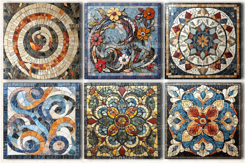 Artisan Mosaic Patterns & Motifs Clipart Bundle - CraftNest - Digital Crafting and Art