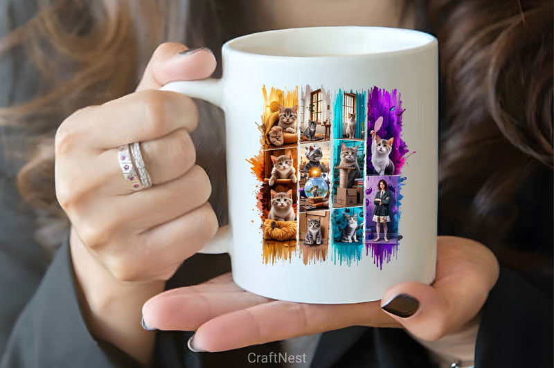 Vibrant Cat Metallic T Shirt Design Bundle - CraftNest - Digital Crafting and Art