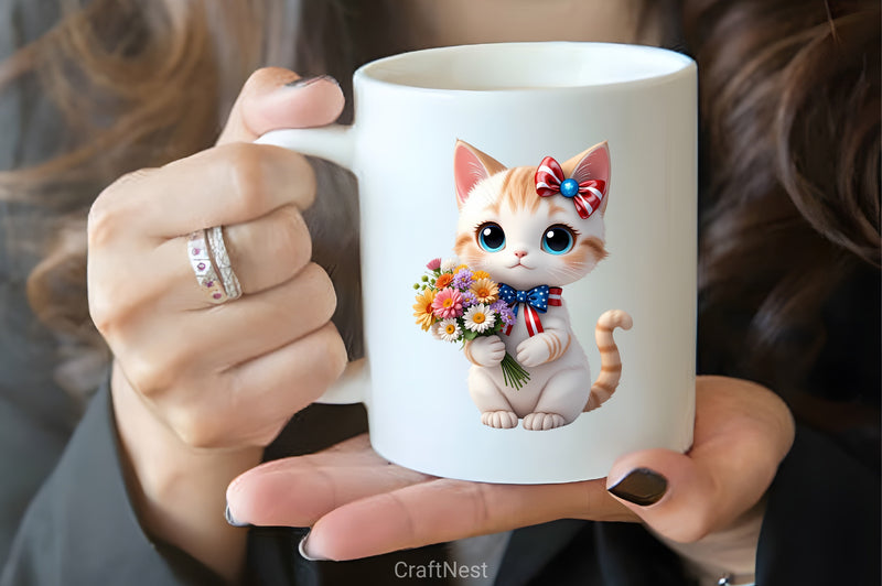 Patriotic Kawaii Cat Clipart Bundle - CraftNest - Digital Crafting and Art