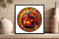 Round Turkey Stained Glass Clipart Bundle - CraftNest - Digital Crafting and Art