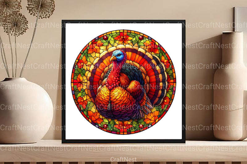 Round Turkey Stained Glass Clipart Bundle - CraftNest - Digital Crafting and Art