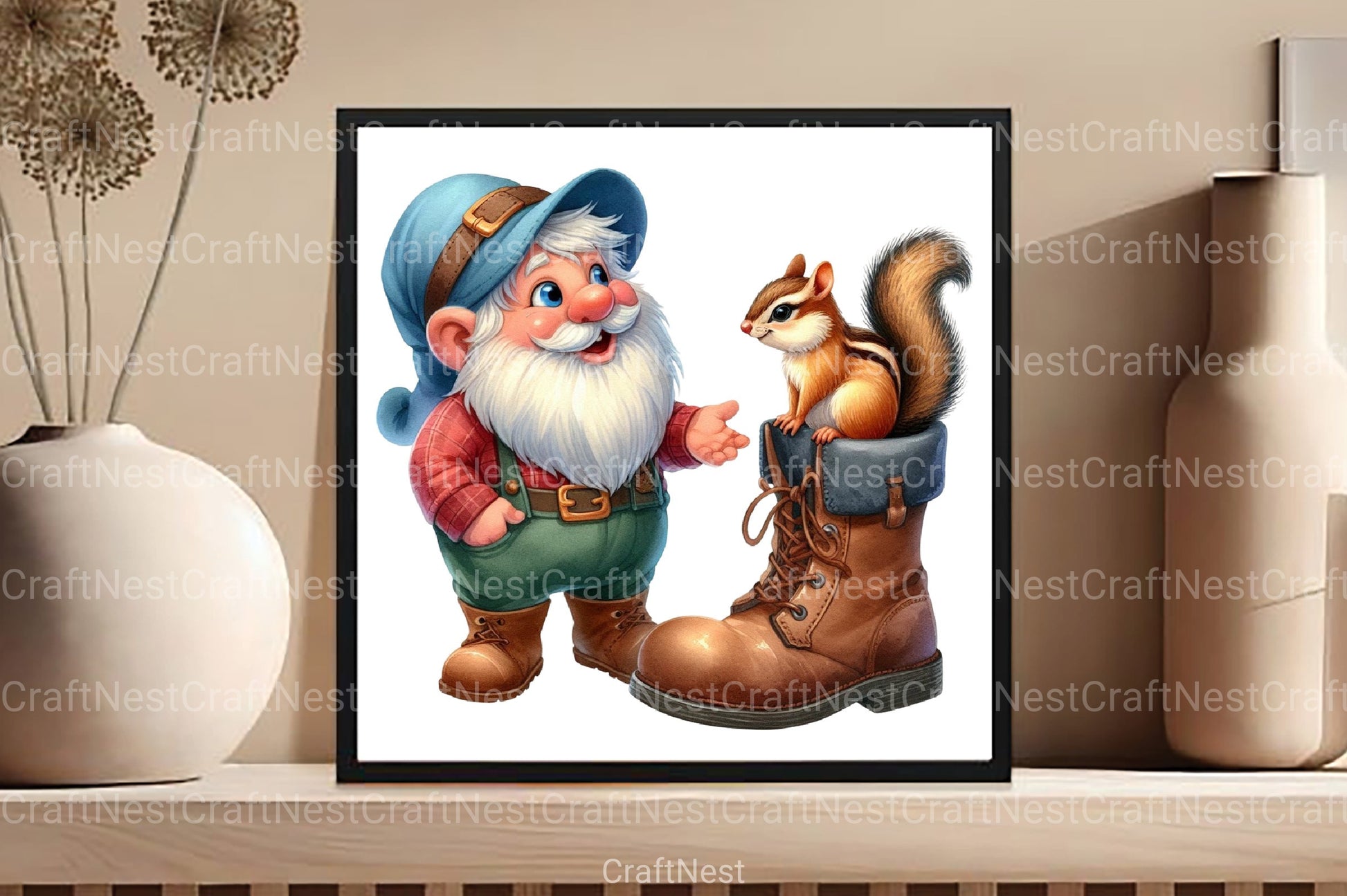 Gnomes with Small Animals Clipart Bundle 1 - CraftNest - Digital Crafting and Art