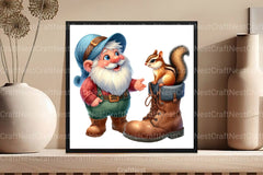 Gnomes with Small Animals Clipart Bundle 1 - CraftNest - Digital Crafting and Art