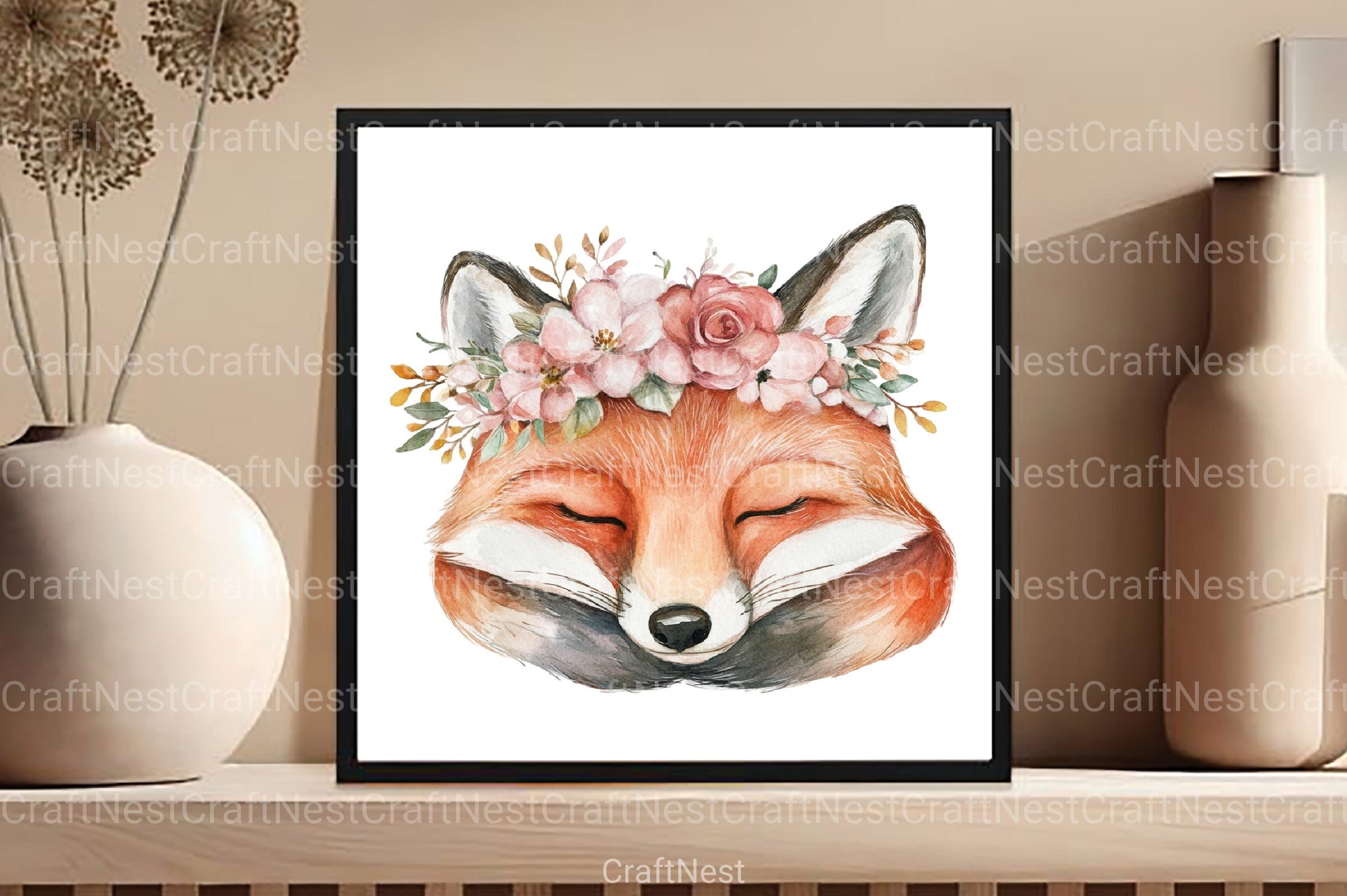 Cute Dreaming Fox Boho Clipart Bundle - CraftNest - Digital Crafting and Art