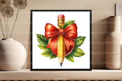 Pencil with Bow Back to School Clipart Bundle - CraftNest - Digital Crafting and Art