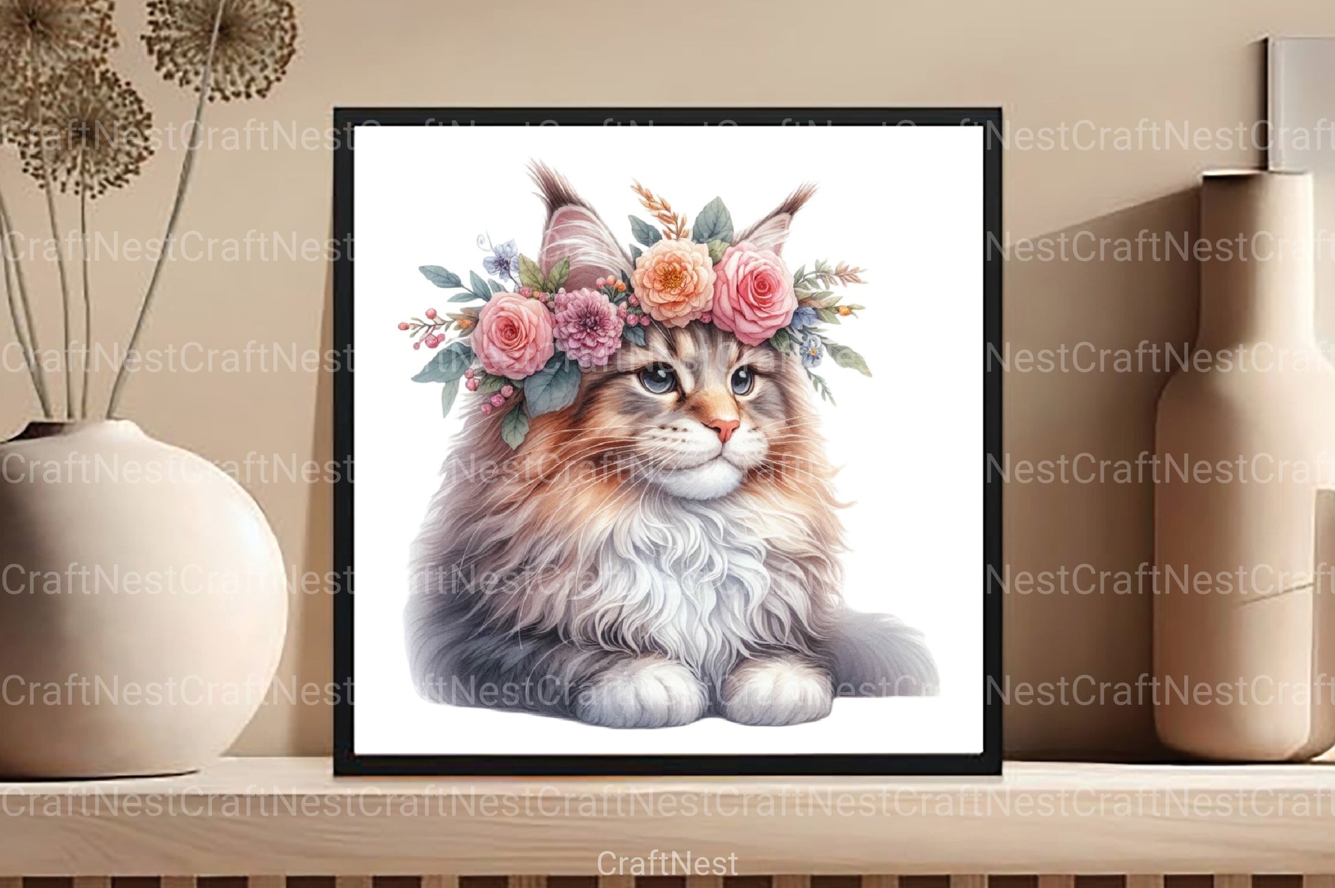 Cat Breeds Flower Crowns Clipart Bundle - CraftNest - Digital Crafting and Art