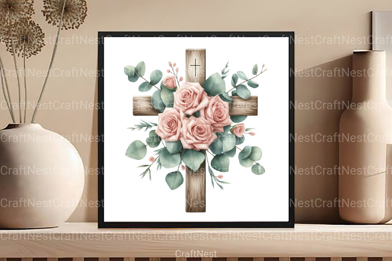 Cross Religious Floral Clipart Bundle 1 - CraftNest - Digital Crafting and Art