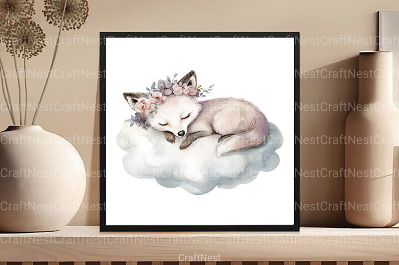 Cute Dreaming Arctic Fox Boho Clipart Bundle - CraftNest - Digital Crafting and Art
