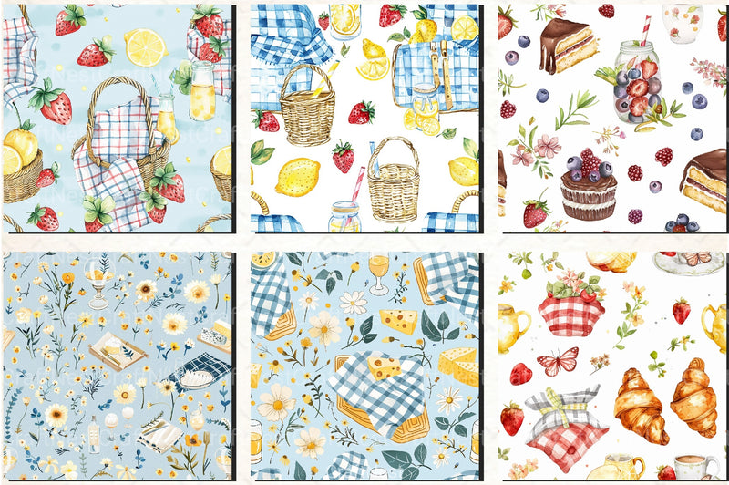 Picnic Time Whimsy Summer Pattern Clipart Bundle - CraftNest - Digital Crafting and Art