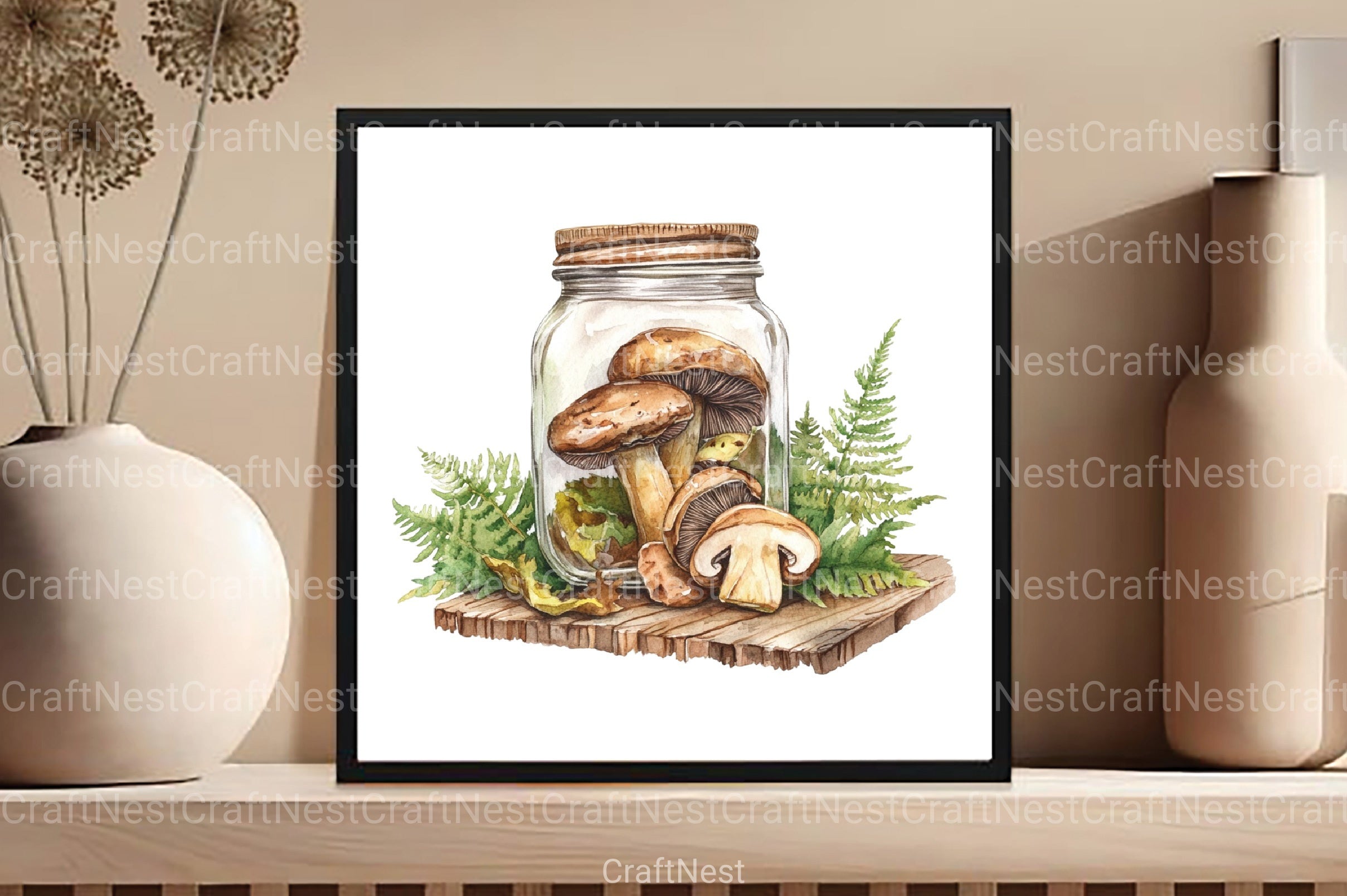 Mushroom Jar Clipart Bundle - CraftNest - Digital Crafting and Art