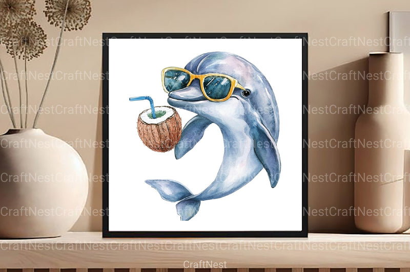 Summer Dolphin Clipart Bundle - CraftNest - Digital Crafting and Art