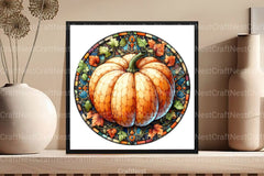 Round Pumpkin Stained Glass Clipart Bundle - CraftNest - Digital Crafting and Art