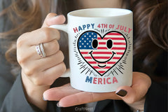 Happy 4th July Heart Smiley Clipart Bundle - CraftNest - Digital Crafting and Art