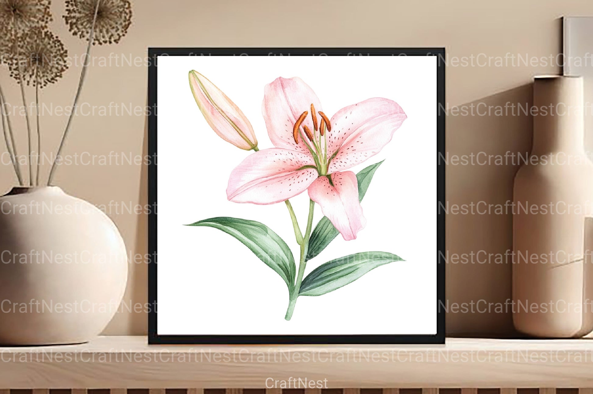 Lily Flower Boho Clipart Bundle - CraftNest - Digital Crafting and Art