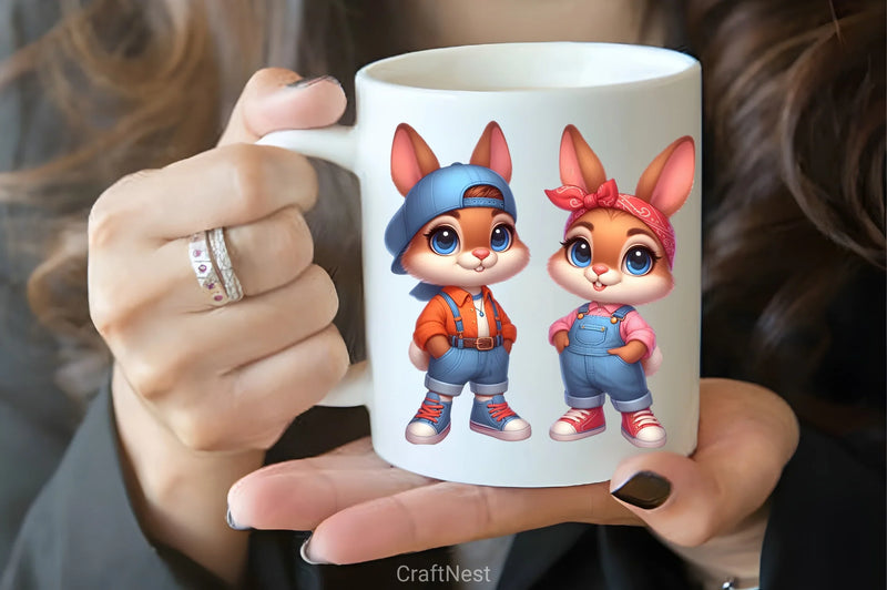 Hip Hop Couple Bunny Easter Clipart Bundle 3 - CraftNest - Digital Crafting and Art