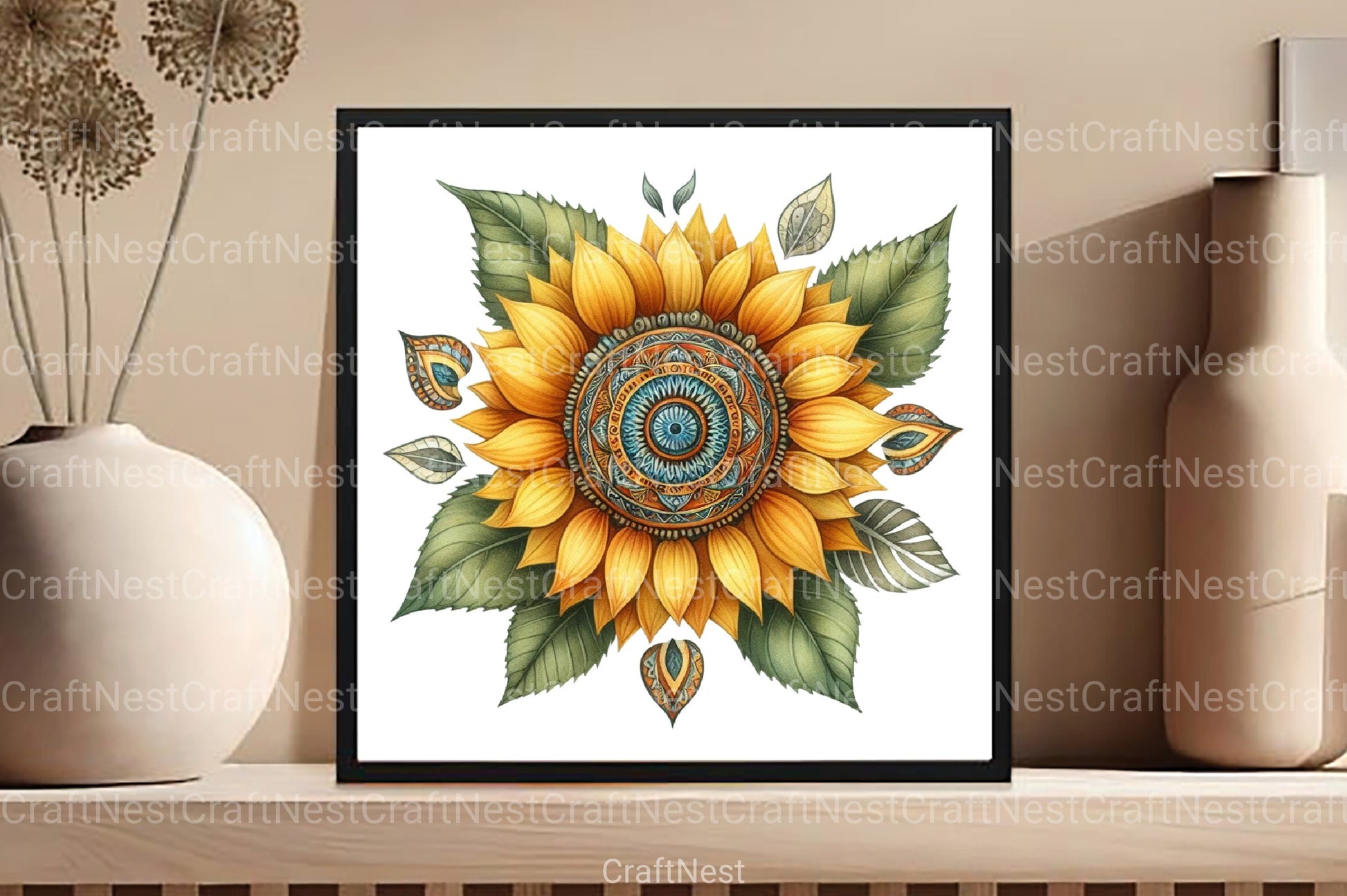Sunflower Boho Clipart Bundle - CraftNest - Digital Crafting and Art
