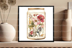 Floral Boho Can Glass Clipart Bundle - CraftNest - Digital Crafting and Art