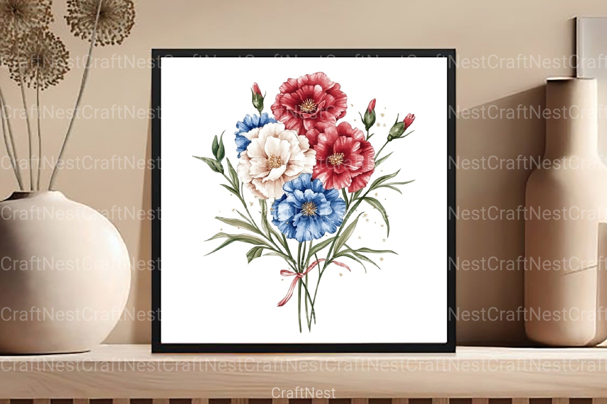 Floral 4th of July Clipart Bundle - CraftNest - Digital Crafting and Art