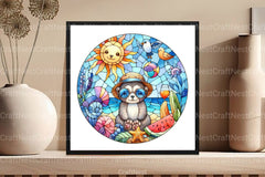 Round Stained Glass Animals Summer Clipart Bundle - CraftNest - Digital Crafting and Art