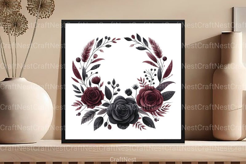 Dark Moody Gothic Flower Clipart Bundle 12 - CraftNest - Digital Crafting and Art